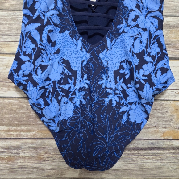 Lilly Pulitzer Jaspen One Piece Swimsuit Low Tide Navy Size 14 - Picture 8 of 11